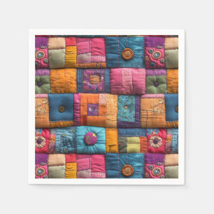 Whimsical Patchwork Quilt Pattern: farbiges Design Serviette