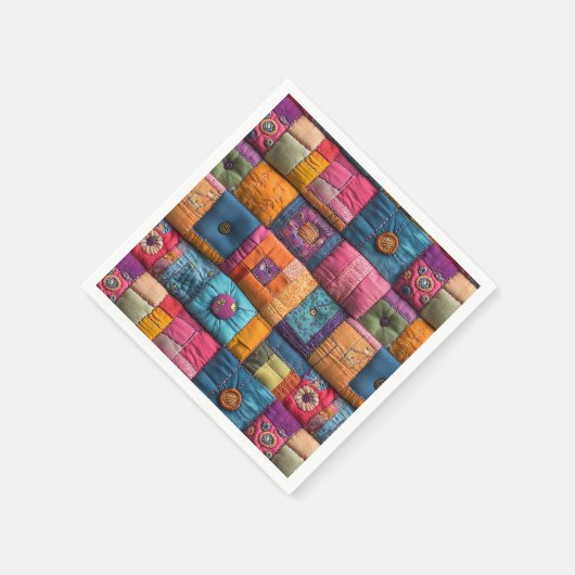Whimsical Patchwork Quilt Pattern: farbiges Design Serviette (Ecke)