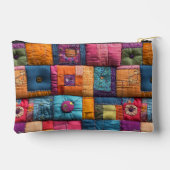 Whimsical Patchwork Quilt Pattern: farbiges Design Zubehörtasche (Rückseite)