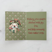 Whimsical Patchwork Santa Folk Christmas Card Dankeskarte (Innenseite)