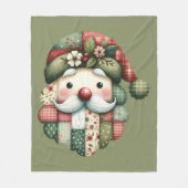Whimsical Patchwork Santa Folk Christmas Fleecedecke (Vorderseite)