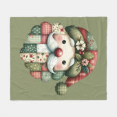 Whimsical Patchwork Santa Folk Christmas Fleecedecke (Vorderseite (Horizontal))
