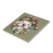 Whimsical Patchwork Santa Folk Christmas Fliese (Seite)