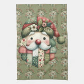 Whimsical Patchwork Santa Folk Christmas Geschirrtuch (Vertikal)