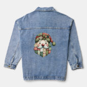 Whimsical Patchwork Santa Folk Christmas Jeansjacke (Rückseite)