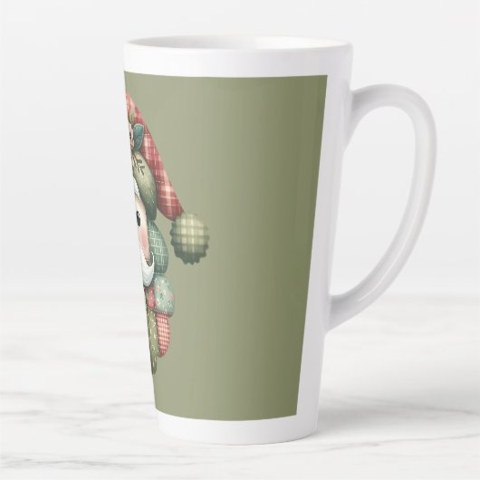 Whimsical Patchwork Santa Folk Christmas Milchtasse (Rechts)