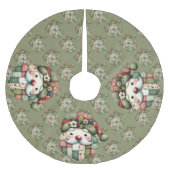 Whimsical Patchwork Santa Folk Christmas Polyester Weihnachtsbaumdecke (Vorderseite)