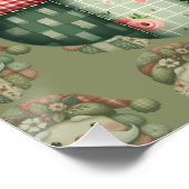Whimsical Patchwork Santa Folk Christmas Poster (Ecke)