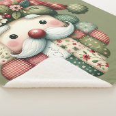 Whimsical Patchwork Santa Folk Christmas Sherpadecke (3/4)