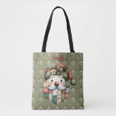 Whimsical Patchwork Santa Folk Christmas Tasche (Vorderseite)