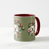 Whimsical Patchwork Santa Folk Christmas Tasse (VorderseiteRechts)