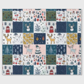Whimsical Patchwork Weihnachten Geschenkpapier (Flach)