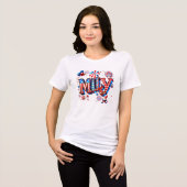 Whimsical Patriotic "MILEY" Name Art mit Gnome & Tri-Blend Shirt (Vorderseite voll)