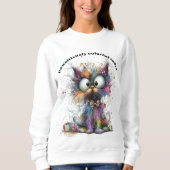 Whimsical Pawsitivitley farbige Katze individuell Sweatshirt (Vorderseite)