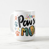 Whimsical "Pawsome MAMA" Graphic with Colorful Paw Kaffeetasse (Vorderseite Links)