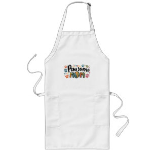 Whimsical "Pawsome MAMA" Graphic with Colorful Paw Lange Schürze