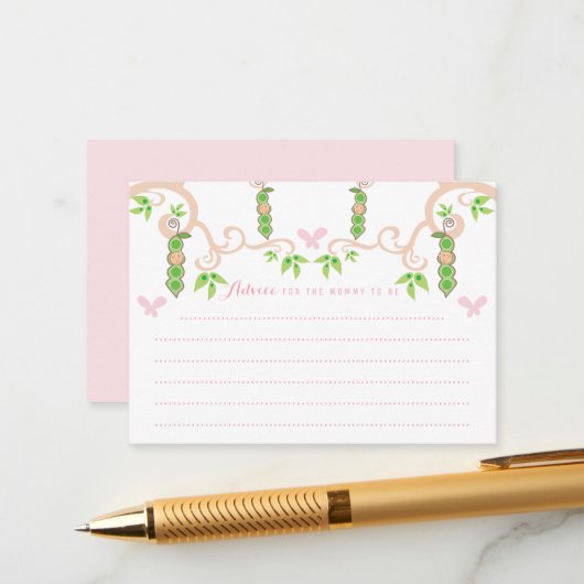 Whimsical Pea in einem Pod Girl Baby Duschspielgen Hinweiskarte (Vorderseite/Rückseite Beispiel)