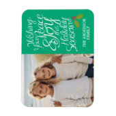 Whimsical Peace and Joy Holly Berry Holiday Foto Magnet (Vertikal)