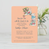 Whimsical Peach Brautparty Tee Party Einladung (Stehend Vorderseite)