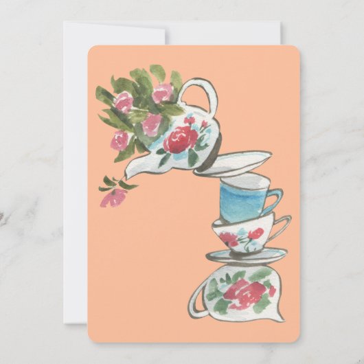 Whimsical Peach Brautparty Tee Party Einladung (Rückseite)