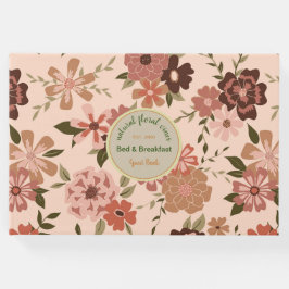 Whimsical Peach Brown FloralVacation Bed Breakfast Gästebuch