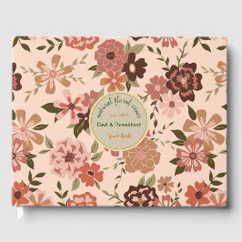 Whimsical Peach Brown FloralVacation Bed Breakfast Gästebuch