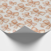 Whimsical Peach Coquette Bows New Baby Shower Geschenkpapier (Ecke)