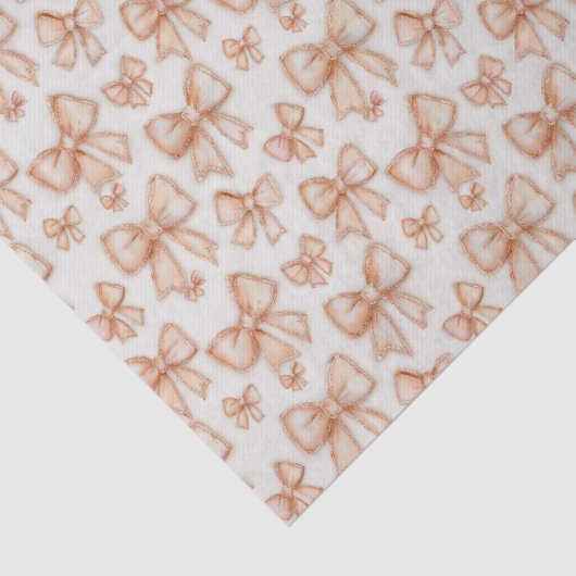 Whimsical Peach Coquette Bows New Baby Shower Seidenpapier (Ausschnitt)