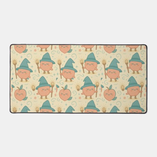 Whimsical Peach Fantasy Fabric Schreibtischunterlage (Vorderseite)