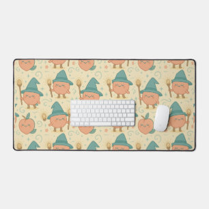 Whimsical Peach Fantasy Stoff  Schreibtischunterlage