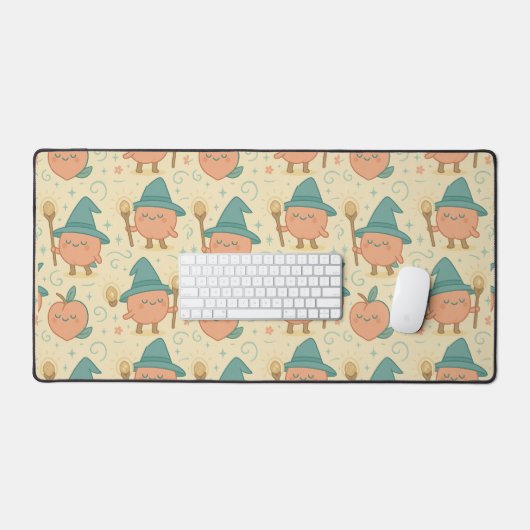 Whimsical Peach Fantasy Stoff  Schreibtischunterlage (Tastatur & Maus)
