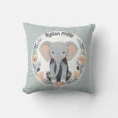 Whimsical Peach & Gray Baby Elephant Kissen (Vorderseite)