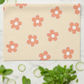 Whimsical Peach & Orange Floral Retro, fröhlich Geschirrtuch (Gefaltet)