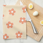 Whimsical Peach & Orange Floral Retro, fröhlich Geschirrtuch (Viertel Falte)