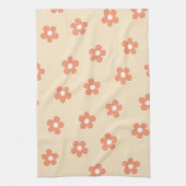Whimsical Peach & Orange Floral Retro, fröhlich Geschirrtuch (Vertikal)