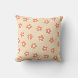 Whimsical Peach & Orange Floral Retro, fröhlich Kissen