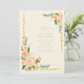 Whimsical Peach Watercolor Floral Bridal Brunch Einladung (Stehend Vorderseite)