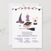 Whimsical peachy rosa Hexe thematisch Einladung (Vorderseite)