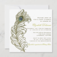 Whimsical Peacock Feather Baby Shower Einladung