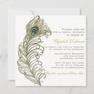 Whimsical Peacock Feather Bridal Dusche Einladung