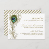 Whimsical Peacock Feather Empfang Card Begleitkarte (Vorne/Hinten)