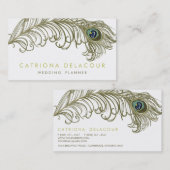 Whimsical Peacock Feather Stylish Business Card Visitenkarte (Vorne/Hinten)