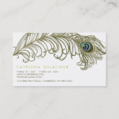 Whimsical Peacock Feather Stylish Business Card Visitenkarte (Rückseite)