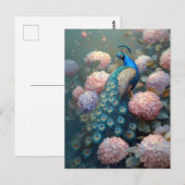 Whimsical Peacock Pink Hydrangea Blume Postkarte (Vorne/Hinten)
