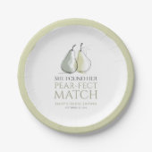 Whimsical Pears Pear-fect Match Bridal Shower Pappteller (Vorderseite)