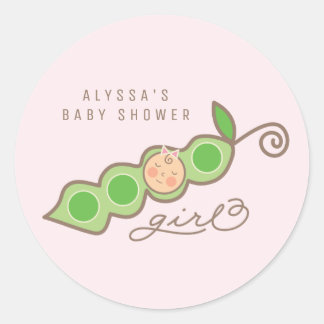 Whimsical Pein a Pod Girl Baby Showaufkleber Runder Aufkleber