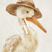 Whimsical Pelican Portrait Painting Water Bird Poster