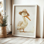 Whimsical Pelican Portrait Painting Water Bird Poster