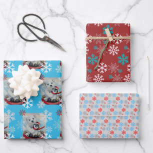 Whimsical Penguin & Polar Bären Wasserfarben Kunst Geschenkpapier Set