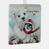 Whimsical Penguin & Polar Bären Wasserfarben Kunst Keramikornament (Rechts)